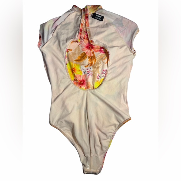 Hurley pink yellow tropical body Floral swimsuit Women Size Medium New with Tags - Picture 15 of 16